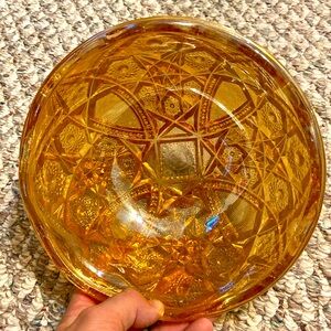 Vintage Jeanette McKee Toltec Carnival Glass Marigold 7" Bowl